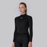 Langarm-Baselayer aus Merinowolle für Damen B350-Schwarz